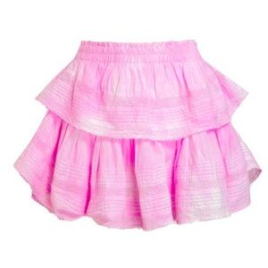 LoveShackFancy pink ruffle mini skirt Small